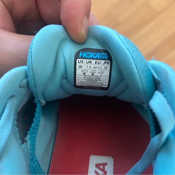 Hoka One One Clifton 8 Aqua Blue Athletic Shoes Size 9 - Picture 5 of 5